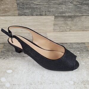 J. Renee Jenvey Womens Sandal Sz 8.5 W Glitter Buckle Slingback Kitten Heel